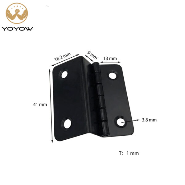 41mm Black Antique Decorative Box Hing with Screws 4-hole Triple-fold Right-angle Retro Hinge Door Cabinet Three Folding Hinge