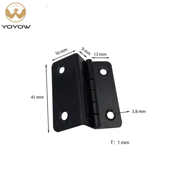 41mm Black Antique Decorative Box Hing with Screws 4-hole Triple-fold Right-angle Retro Hinge Door Cabinet Three Folding Hinge
