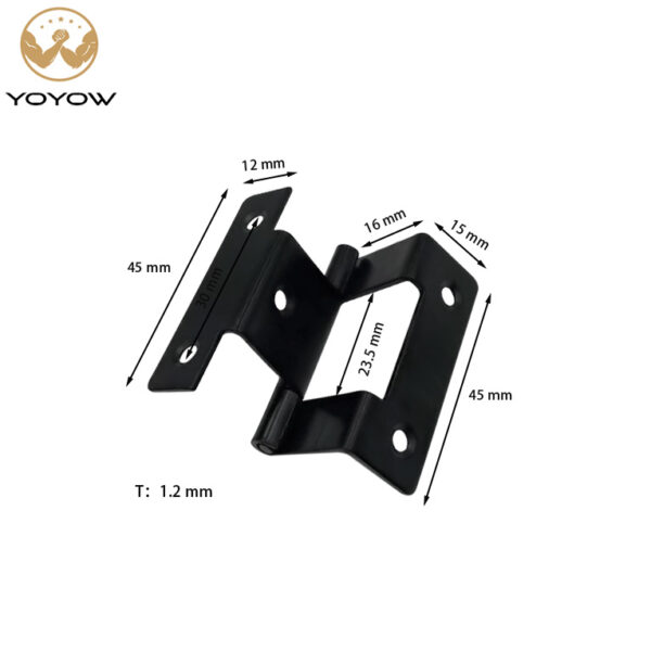 Contemporary Black Cranked Non-Mortise Hinge for Kitchen Cabinets & Living/Dining Room Furniture Free Door Hinges
