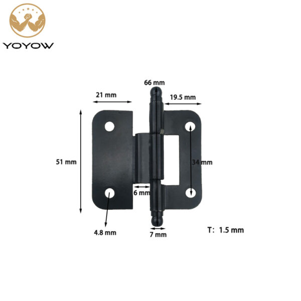 Contemporary Soft Close 6MM Black Cranked Non-Mortise Hinge for Kitchen Cabinets & Living/Dining Room Furniture Free Door Hinges