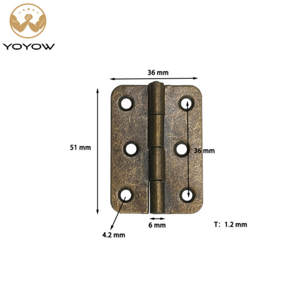 2-Inch Carbon Steel Butt Hinge with Folding Round-Corner Design - Wholesale for Furniture & Cabinet Doors