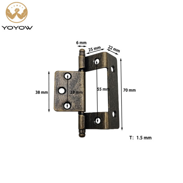 Double Bead Iron Door Window Hardware 19-25mm Board Positioning Bent Mother Child Hinge