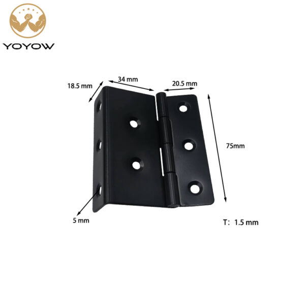 3 Inch Black Antique Decorative Box Hinge 8-hole Triple-fold Right-angle Retro Hinge Door Cabinet Three Folding Hinge
