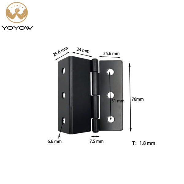 76mm Decorative Box Hinge 6-hole Triple-fold Right-angle Retro Hinge Door Cabinet Three Folding Hinge
