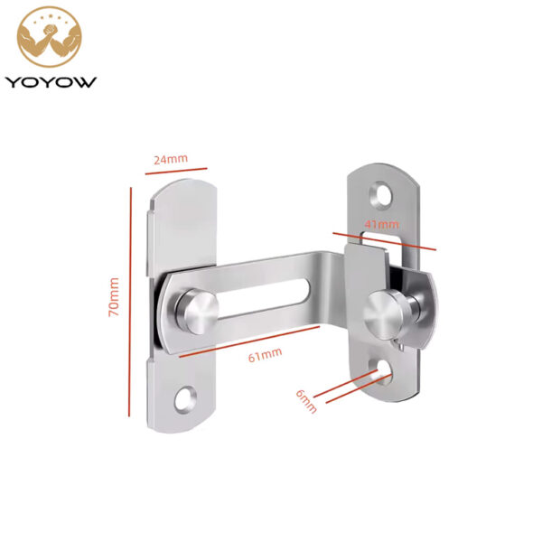 90 Degree Stainless Steel Sliding Latch Right Angle Curved Door Safety Lock with Brushed Finish Furniture Bolts