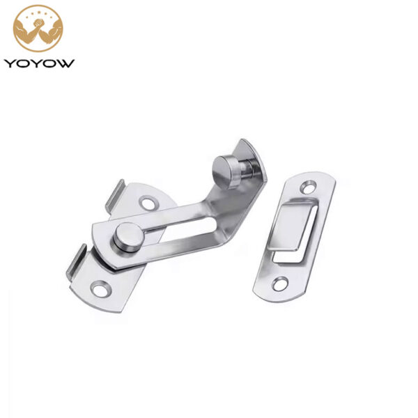 90 Degree Stainless Steel Sliding Latch Right Angle Curved Door Safety Lock with Brushed Finish Furniture Bolts