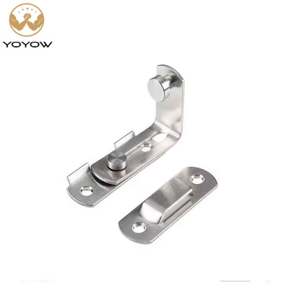 90 Degree Stainless Steel Sliding Latch Right Angle Curved Door Safety Lock with Brushed Finish Furniture Bolts