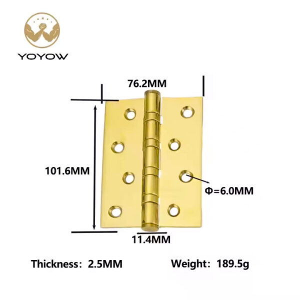 YOYOW Hardware Iron Hinge Series 4BB Ball Bearing Iron Butt Hinge 4x3 Inch Modern Design for Wooden and Steel Doors