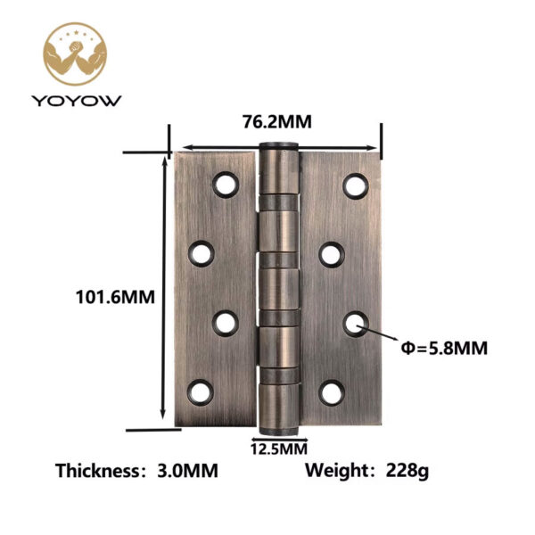 YOYOW Hardware Iron Hinge Series 4BB Ball Bearing Iron Butt Hinge 4x3 Inch Modern Design for Wooden and Steel Doors