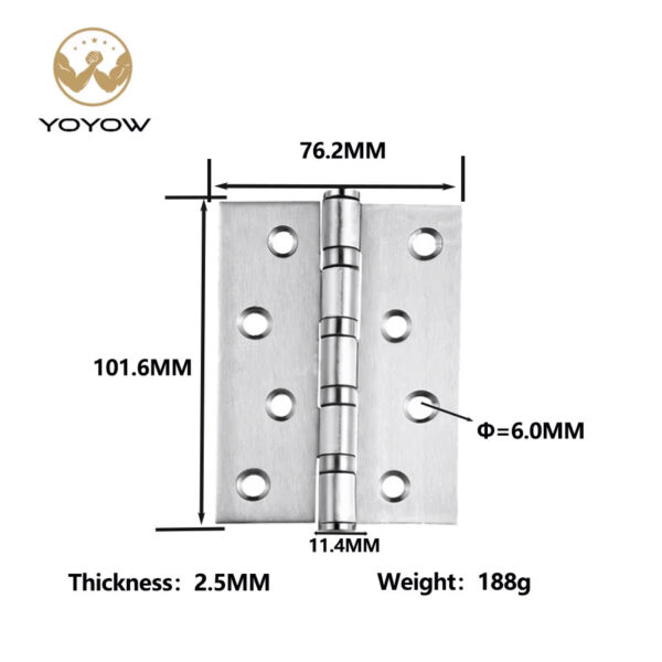 YOYOW Hardware Iron Hinge Series 4BB Ball Bearing Iron Butt Hinge 4x3 Inch Modern Design for Wooden and Steel Doors