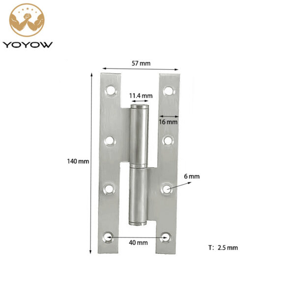 YOYOW Hardware Modern Design Metallic Iron H Hinge Flag-Shaped Hinge Soft Close Detachable Door Hinge for Wooden Doors