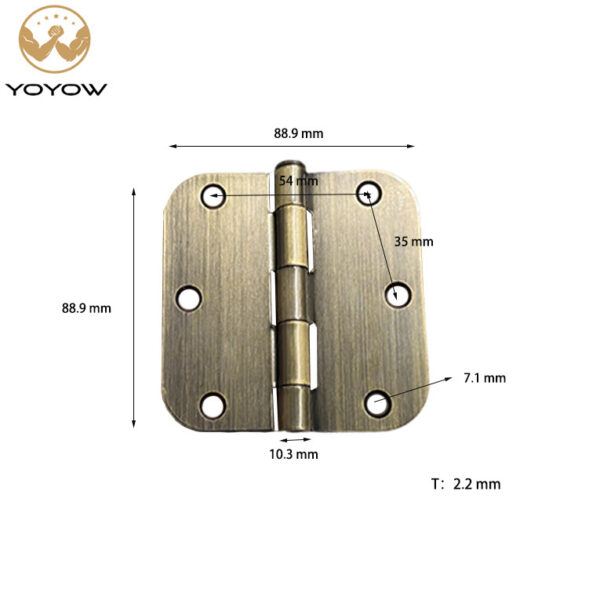 YOYOW Modern 3.5 Inch Iron Door Hinge Rounded Corners Brushed Wooden Door Silent Hinge Easy Installation