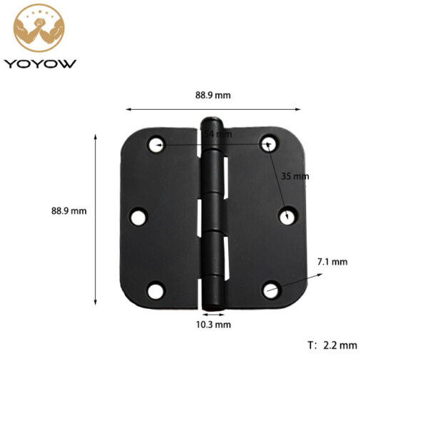 YOYOW Modern 3.5 Inch Iron Door Hinge Rounded Corners Brushed Wooden Door Silent Hinge Easy Installation
