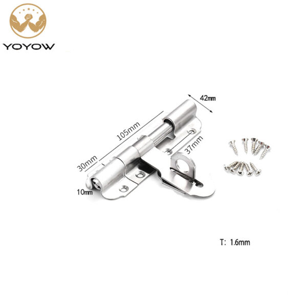Heavy Duty Stainless Steel Slide Bolt Latch Anti-theft with Padlock Hole Used for Outside Door with Mounting Screws