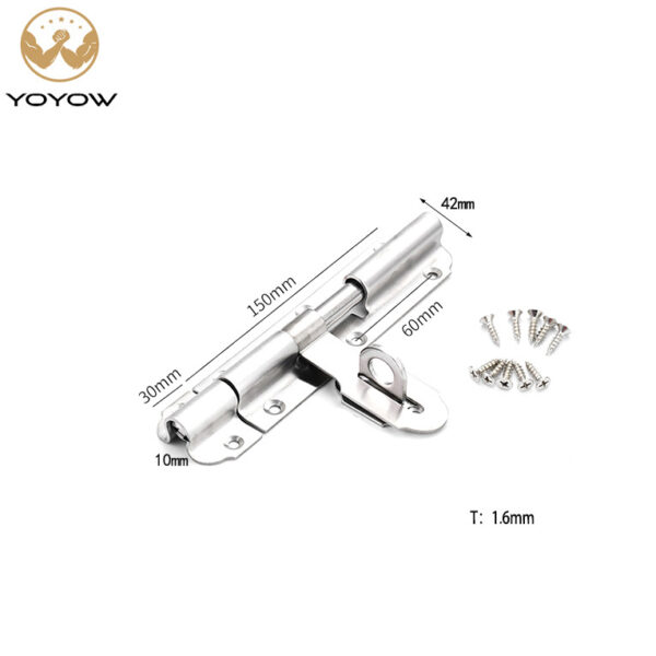 Heavy Duty Stainless Steel Slide Bolt Latch Anti-theft with Padlock Hole Used for Outside Door with Mounting Screws