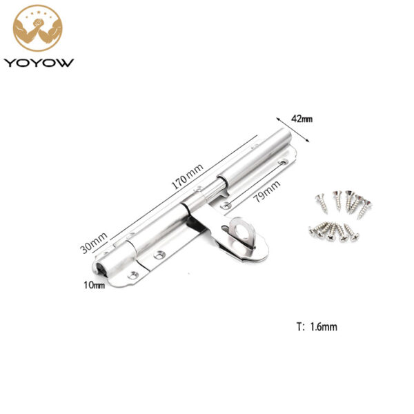 Heavy Duty Stainless Steel Slide Bolt Latch Anti-theft with Padlock Hole Used for Outside Door with Mounting Screws