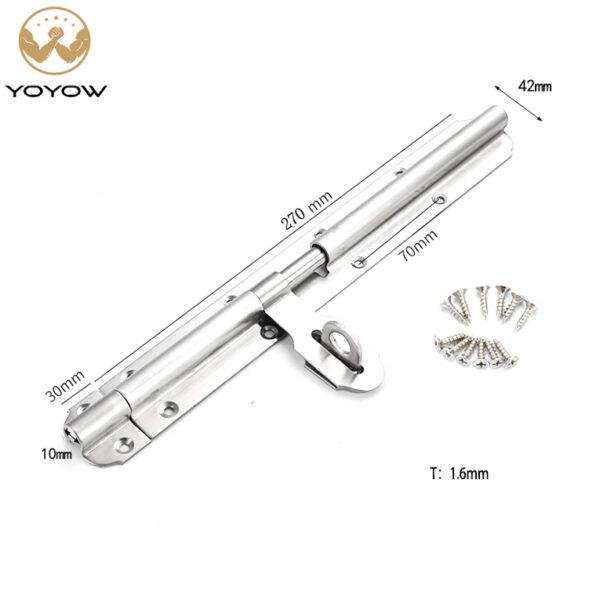Heavy Duty Stainless Steel Slide Bolt Latch Anti-theft with Padlock Hole Used for Outside Door with Mounting Screws