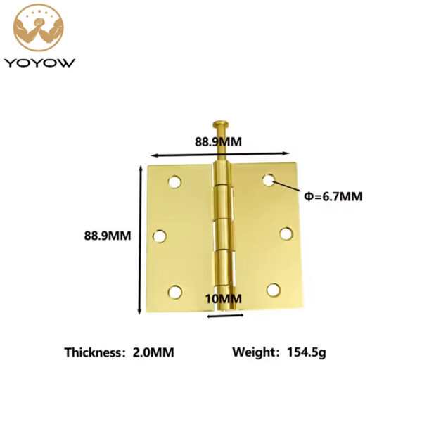 Modern Design Gold Finish Hardware Iron Concealed Hinge Door Accessory for Wooden Doors Detachable Door Hinge