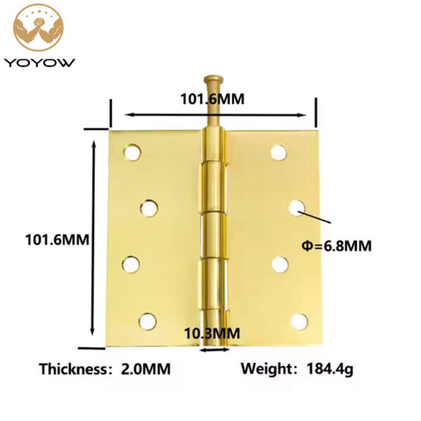 Modern Design Gold Finish Hardware Iron Concealed Hinge Door Accessory for Wooden Doors Detachable Door Hinge