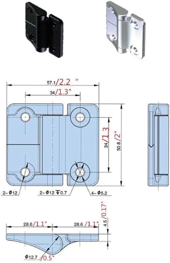 Silver Zinc Alloy Constant Torque Hinge Adjustable Friction Damping Any Stop Position Control Hinge Replacement For Southco E6 Series