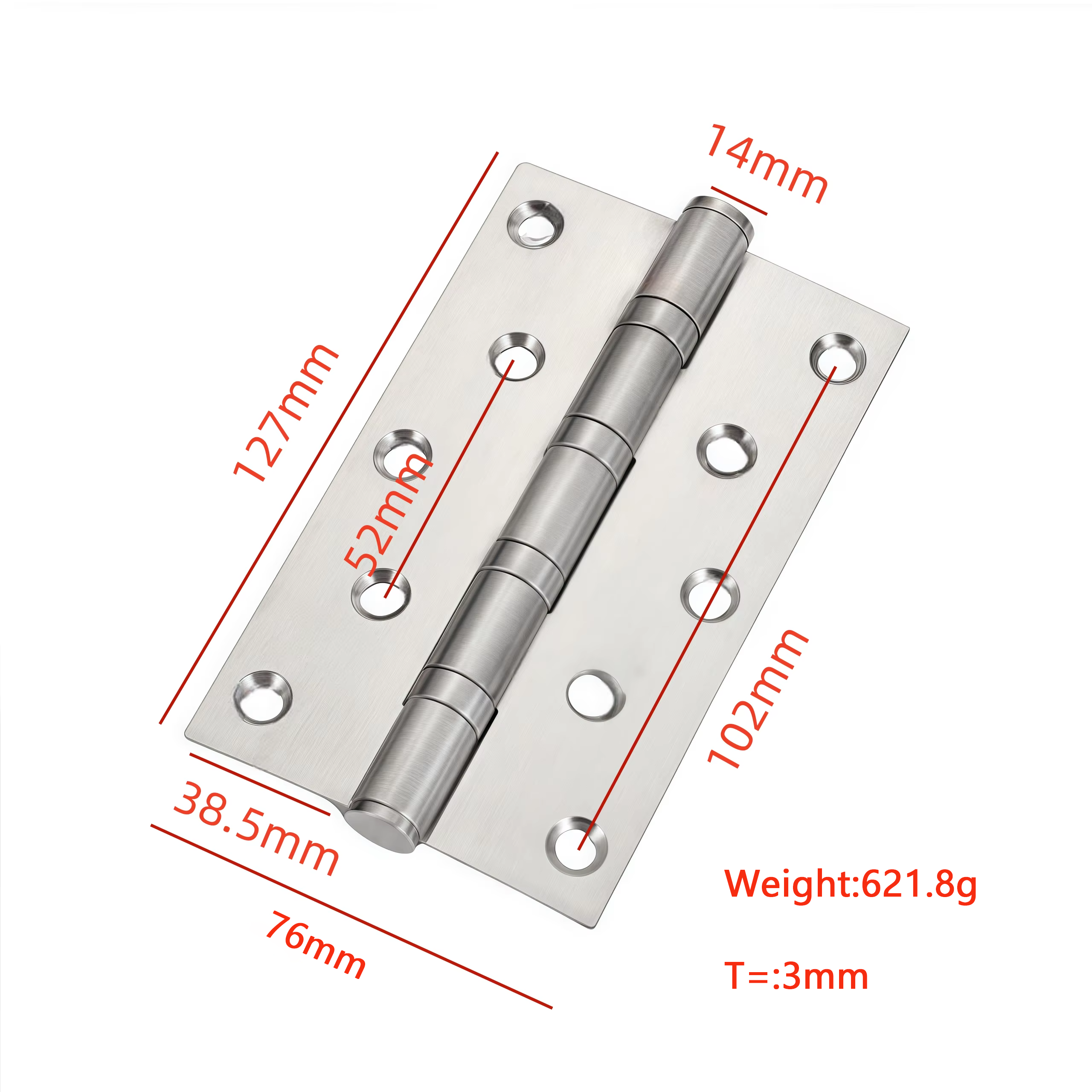 5 Inch 304 201 Stainless Steel Modern Soft Closing Ball Bearing Butt Hinge 4BB 3mm Thick Heavy Duty Steel Wooden Composite Gate